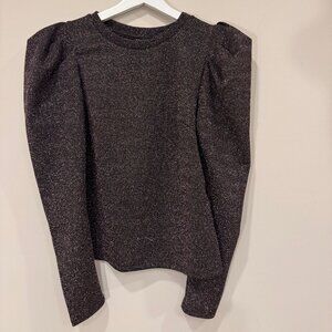 Haute Monde Metallic Puff Sleeve Shimmer Top Women’s Medium
